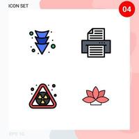 4 Creative Icons Modern Signs and Symbols of arrow flower device nuclear lotus Editable Vector Design Elements