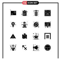 16 Creative Icons Modern Signs and Symbols of seo interface list error light Editable Vector Design Elements