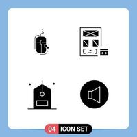 Solid Glyph Pack of 4 Universal Symbols of mouse page online coding commerce Editable Vector Design Elements