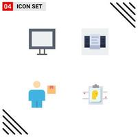 conjunto de 4 iconos planos vectoriales en cuadrícula para electrodomésticos envío de mesa de tv humana elementos de diseño vectorial editables vector