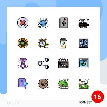 paquete de interfaz de usuario de 16 líneas básicas llenas de colores planos de elementos de diseño de vectores creativos editables de lógica de problemas bíblicos de resolución de primavera