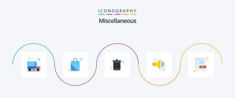 paquete de íconos varios planos 5 que incluye pdf. borrar. sonido. vocero vector