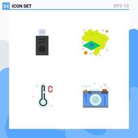 4 Flat Icon concept for Websites Mobile and Apps disk camera brazil temperature design Editable Vector Design Elements