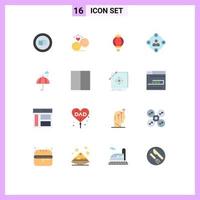 16 iconos creativos signos y símbolos modernos de distracciones de linterna de medios de paraguas paquete editable de elementos de diseño de vectores creativos de redes sociales