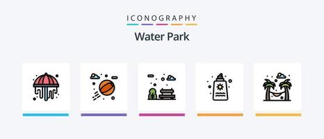 la línea del parque acuático llenó el paquete de 5 íconos que incluye. agua. parque. control deslizante parque. diseño de iconos creativos vector