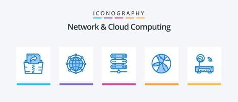 Network And Cloud Computing Blue 5 Icon Pack Including electronic. technology. computing. network. global. Creative Icons Design vector