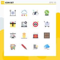 Set of 16 Modern UI Icons Symbols Signs for box location mountain map telephone Editable Pack of Creative Vector Design Elements