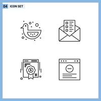 4 iconos creativos signos y símbolos modernos de pato bebé navegador de chat de juguete web elementos de diseño vectorial editables vector