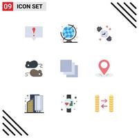 9 Universal Flat Color Signs Symbols of location layers timer group closing test Editable Vector Design Elements