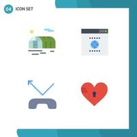 Pack of 4 Modern Flat Icons Signs and Symbols for Web Print Media such as farming lock browser call heart Editable Vector Design Elements