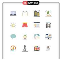 Set of 16 Modern UI Icons Symbols Signs for hear awareness building wheat grain Editable Pack of Creative Vector Design Elements