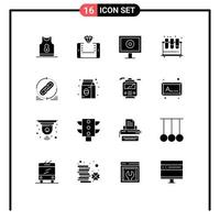 User Interface Pack of 16 Basic Solid Glyphs of study tubes shopping test webcam Editable Vector Design Elements