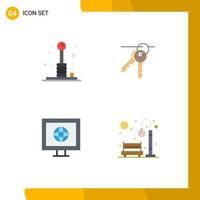 4 Creative Icons Modern Signs and Symbols of arcade internet play key tv Editable Vector Design Elements