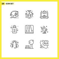 9 iconos creativos signos y símbolos modernos de la botella de azúcar del juego decoran los elementos de diseño vectorial editables de la finca azucarera vector