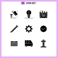 Stock Vector Icon Pack of 9 Line Signs and Symbols for gear romz creating blueprint sound instrument Editable Vector Design Elements