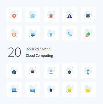20 paquete de iconos de color plano de computación en la nube como configuración eliminar nube eliminar nube vector