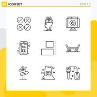 Universal Icon Symbols Group of 9 Modern Outlines of up file sharing document stop Editable Vector Design Elements