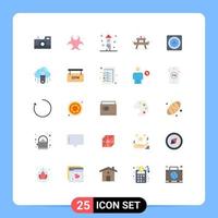 Universal Icon Symbols Group of 25 Modern Flat Colors of computer seat science park bench Editable Vector Design Elements