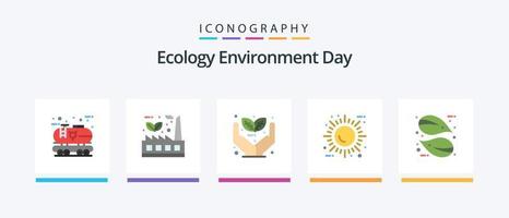 Ecology Flat 5 Icon Pack Including ecology. energy. factory. sun. investment. Creative Icons Design vector