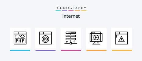 paquete de iconos de la línea de Internet 5 que incluye alojamiento. programa. Página web. php. detener. diseño de iconos creativos vector