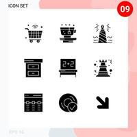 9 Solid Glyph concept for Websites Mobile and Apps blackboard business tea archive nib Editable Vector Design Elements