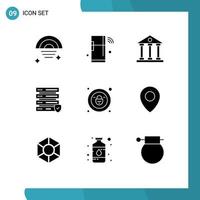 User Interface Pack of 9 Basic Solid Glyphs of lock security wifi data finance and business Editable Vector Design Elements