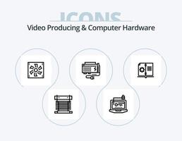 producción de video y diseño de iconos del paquete de iconos de línea de hardware de computadora 5. fuerza. computadora. fuente. C.A. madre vector