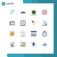 Modern Set of 16 Flat Colors and symbols such as focus strategy scene arrow health Editable Pack of Creative Vector Design Elements