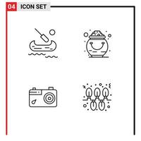 Pictogram Set of 4 Simple Filledline Flat Colors of boat image fortune patrick photo Editable Vector Design Elements