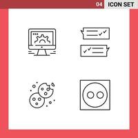 Line Pack of 4 Universal Symbols of computer support social market dialogue cookie Editable Vector Design Elements