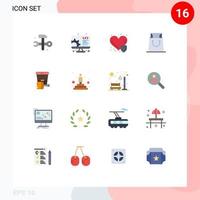 User Interface Pack of 16 Basic Flat Colors of color paint health care shopping bag Editable Pack of Creative Vector Design Elements