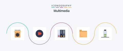 paquete de iconos de 5 planos multimedia que incluye . archivo. medio vector