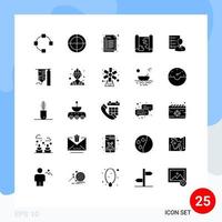 Pack of 25 Modern Solid Glyphs Signs and Symbols for Web Print Media such as abilities point design pin location Editable Vector Design Elements