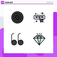 Modern Set of 4 Filledline Flat Colors and symbols such as eye diamond target webpage present Editable Vector Design Elements