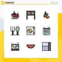 9 Universal Filledline Flat Colors Set for Web and Mobile Applications player spoon money fork gold Editable Vector Design Elements