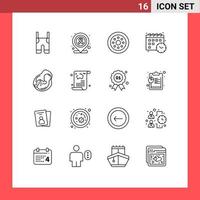 16 Universal Outlines Set for Web and Mobile Applications pregnant baby accessories time calender Editable Vector Design Elements