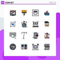 conjunto de 16 iconos modernos de la interfaz de usuario símbolos signos para la herramienta de dinero de dirección influencian la corrupción elementos de diseño de vectores creativos editables