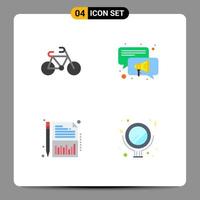 4 Thematic Vector Flat Icons and Editable Symbols of bicycle sheet conversation balance makeup Editable Vector Design Elements