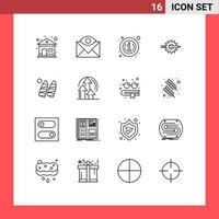 grupo de 16 esboza signos y símbolos para el desarrollo de la producción sobre elementos de diseño de vectores editables de contenido de diseño