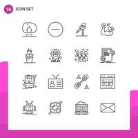 conjunto de 16 iconos de interfaz de usuario modernos signos de símbolos para teclas de enchufe de tecnología vencen elementos de diseño vectorial editables musculares vector