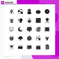 Universal Icon Symbols Group of 25 Modern Solid Glyphs of pulse vegetable research pumpkin helmet Editable Vector Design Elements