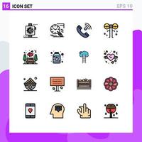 16 User Interface Flat Color Filled Line Pack of modern Signs and Symbols of monster eyed schedule big incoming Editable Creative Vector Design Elements