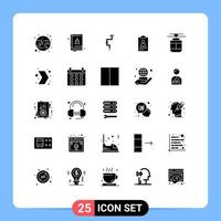 Universal Icon Symbols Group of 25 Modern Solid Glyphs of outline cv tool curriculum application Editable Vector Design Elements