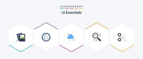 Ui Essentials 25 Flat icon pack including search. minus. sync. magnifier. ui vector