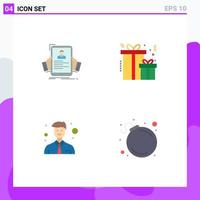 4 Universal Flat Icons Set for Web and Mobile Applications resume man hr present alert Editable Vector Design Elements