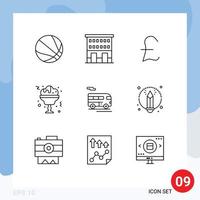 9 Creative Icons Modern Signs and Symbols of vehicle coach pound sterling bus glass Editable Vector Design Elements