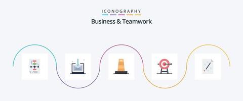 paquete de iconos planos de 5 negocios y trabajo en equipo que incluye planificación. corporativo. negocio. bajo vector