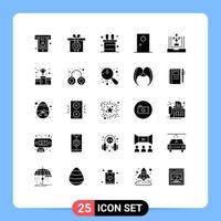 25 User Interface Solid Glyph Pack of modern Signs and Symbols of flowchart develop rabbit coding interior Editable Vector Design Elements