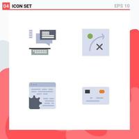 Set of 4 Commercial Flat Icons pack for chat setting support api credit card Editable Vector Design Elements