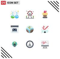 Stock Vector Icon Pack of 9 Line Signs and Symbols for environment online cake finance banking Editable Vector Design Elements